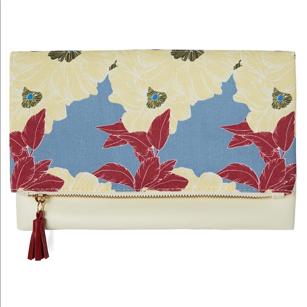 Reversible Floral print/leather clutch